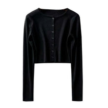 Load image into Gallery viewer, Korean Style O-neck Short Knitted Sweaters Women Thin Cardigan Fashion