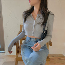 Load image into Gallery viewer, Korean Style O-neck Short Knitted Sweaters Women Thin Cardigan Fashion