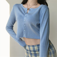 Load image into Gallery viewer, Korean Style O-neck Short Knitted Sweaters Women Thin Cardigan Fashion