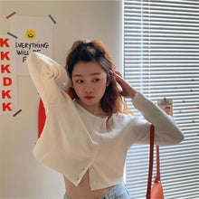 Load image into Gallery viewer, Korean Style O-neck Short Knitted Sweaters Women Thin Cardigan Fashion