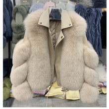 Load image into Gallery viewer, Fashion Real Fox Fur Coats With Genuine Sheepskin Leather Wholeskin Natural
