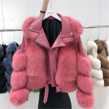Load image into Gallery viewer, Fashion Real Fox Fur Coats With Genuine Sheepskin Leather Wholeskin Natural