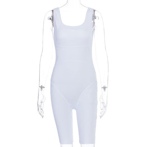 Hugcitar 2020 sleeveless patchwork sexy bodycon playsuit summer