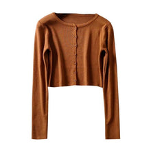 Load image into Gallery viewer, Korean Style O-neck Short Knitted Sweaters Women Thin Cardigan Fashion
