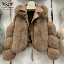 Load image into Gallery viewer, Fashion Real Fox Fur Coats With Genuine Sheepskin Leather Wholeskin Natural
