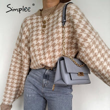 Load image into Gallery viewer, Simplee Women geometric khaki knitted sweater
