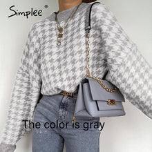 Load image into Gallery viewer, Simplee Women geometric khaki knitted sweater

