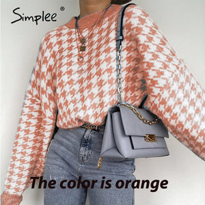 Simplee Women geometric khaki knitted sweater