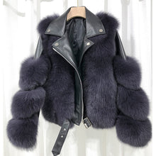 Load image into Gallery viewer, Fashion Real Fox Fur Coats With Genuine Sheepskin Leather Wholeskin Natural
