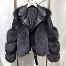 Load image into Gallery viewer, Fashion Real Fox Fur Coats With Genuine Sheepskin Leather Wholeskin Natural
