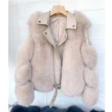 Load image into Gallery viewer, Fashion Real Fox Fur Coats With Genuine Sheepskin Leather Wholeskin Natural
