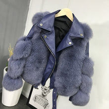 Load image into Gallery viewer, Fashion Real Fox Fur Coats With Genuine Sheepskin Leather Wholeskin Natural
