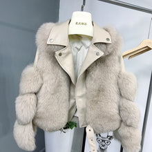 Load image into Gallery viewer, Fashion Real Fox Fur Coats With Genuine Sheepskin Leather Wholeskin Natural
