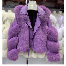 Load image into Gallery viewer, Fashion Real Fox Fur Coats With Genuine Sheepskin Leather Wholeskin Natural
