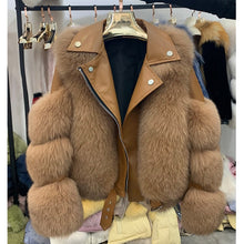Load image into Gallery viewer, Fashion Real Fox Fur Coats With Genuine Sheepskin Leather Wholeskin Natural

