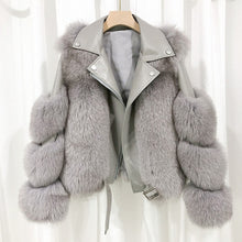 Load image into Gallery viewer, Fashion Real Fox Fur Coats With Genuine Sheepskin Leather Wholeskin Natural
